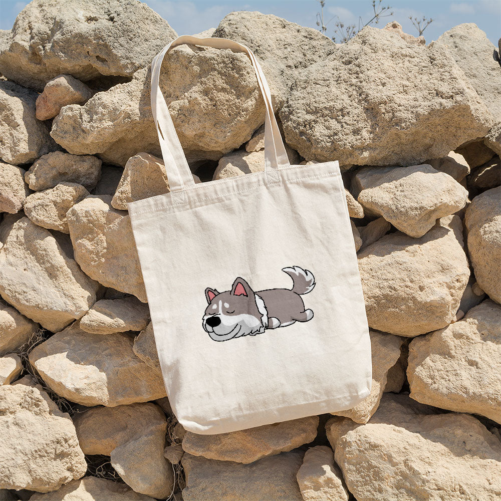 Sleepy Lazy Dog Siberian Husky Grey Totes at $22.95 found at Personalizedpetlovergifts