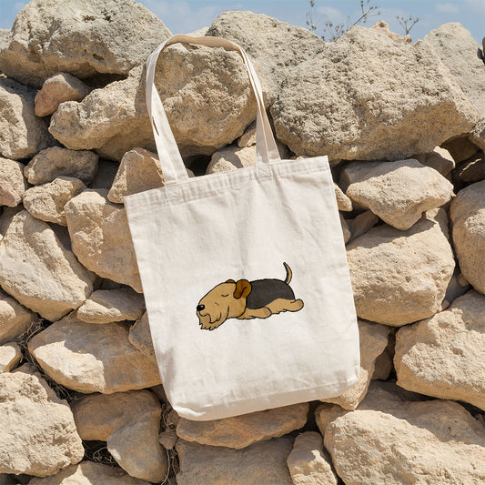 Sleepy Lazy Dog Welsh Terrier Black Tan Totes at $22.95 found at Personalizedpetlovergifts