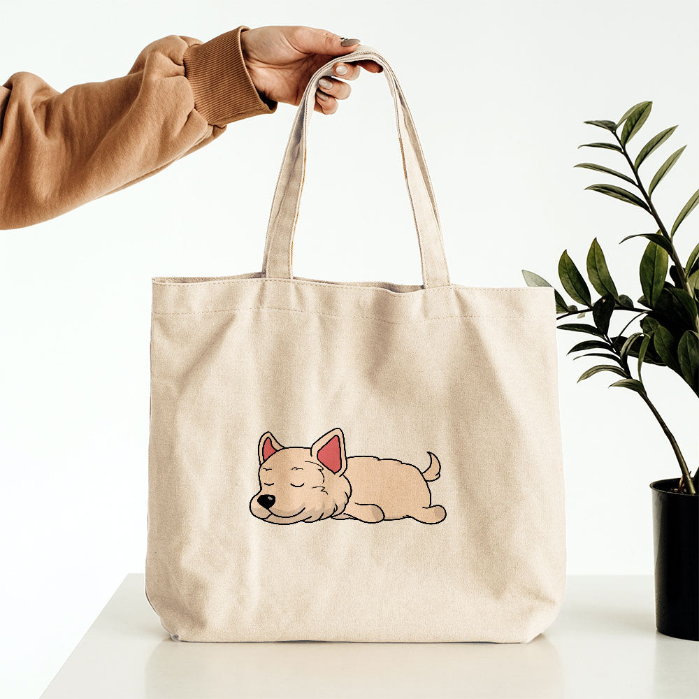 Sleepy Lazy Dog West Hingland White Terrier Cream Totes at $22.95 found at Personalizedpetlovergifts