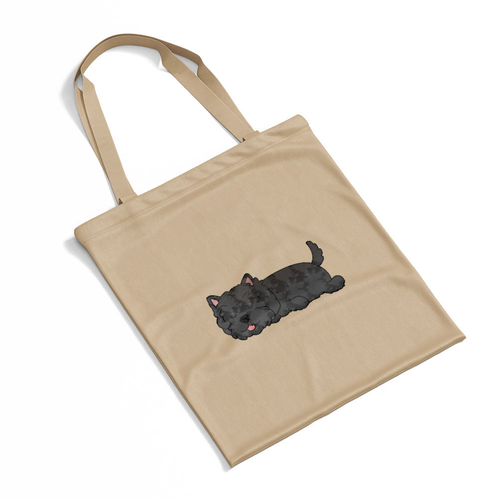 Sleepy Lazy Dog Westie Black Totes at $22.95 found at Personalizedpetlovergifts