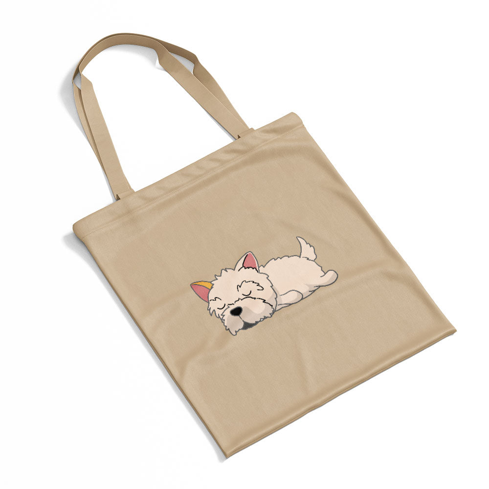 Sleepy Lazy Dog Yorkshire Terrier Cream Totes at $22.95 found at Personalizedpetlovergifts