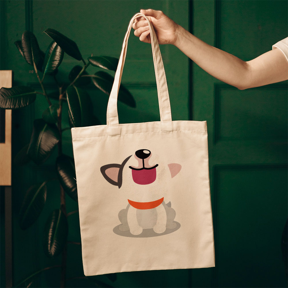 Smiling White PPuppy Totes at $22.95 found at Personalizedpetlovergifts