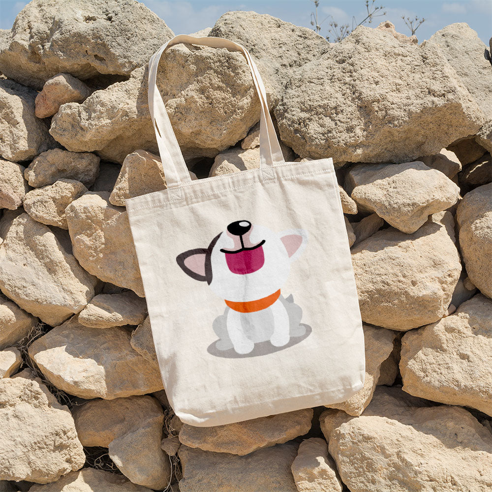 Smiling White PPuppy Totes at $22.95 found at Personalizedpetlovergifts