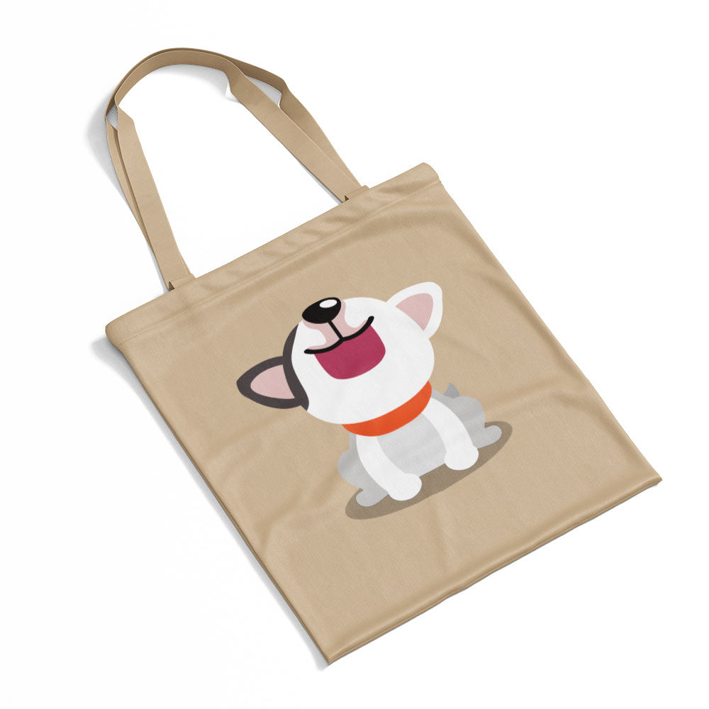 Smiling White PPuppy Totes at $22.95 found at Personalizedpetlovergifts