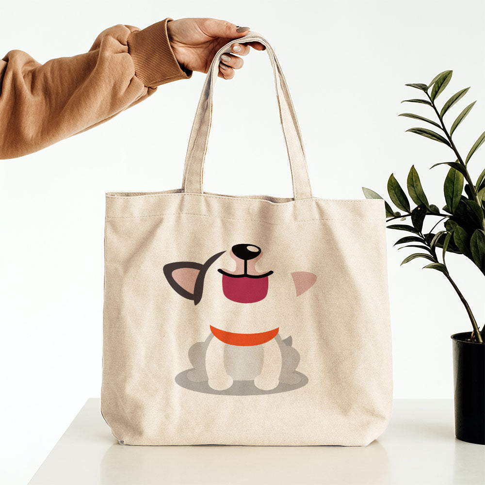 Smiling White PPuppy Totes at $22.95 found at Personalizedpetlovergifts