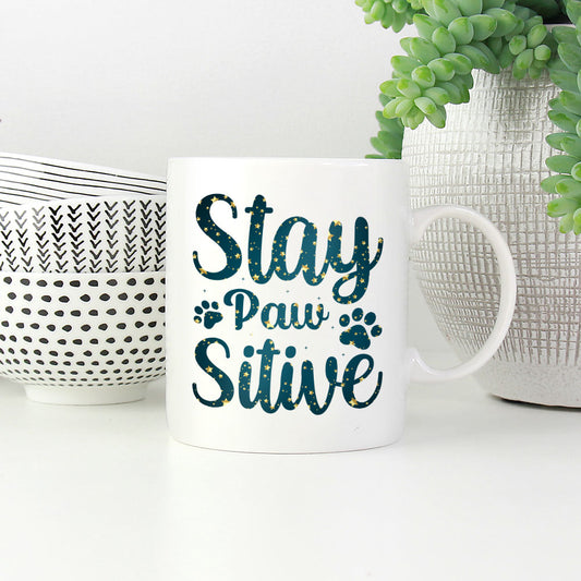 Staw Paw Sitive with star font Mugs at $13.95 found at Personalizedpetlovergifts