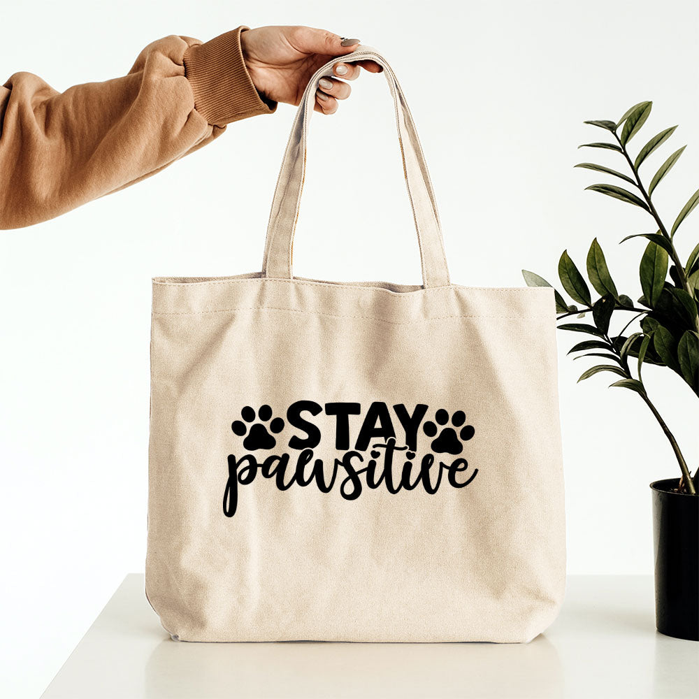 Stay Pawsitive With Blue Gradient Font Totes at $22.95 found at Personalizedpetlovergifts