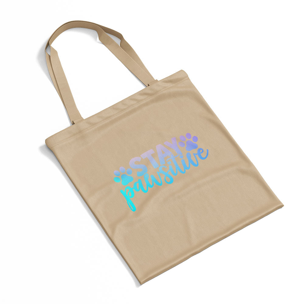 Stay Pawsitive With Blue Paint Font Totes at $22.95 found at Personalizedpetlovergifts