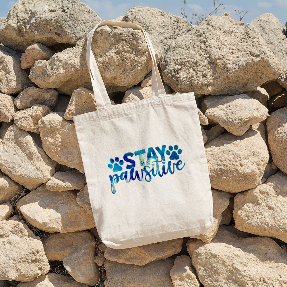 Stay Pawsitive With Galaxy Font Totes at $22.95 found at Personalizedpetlovergifts