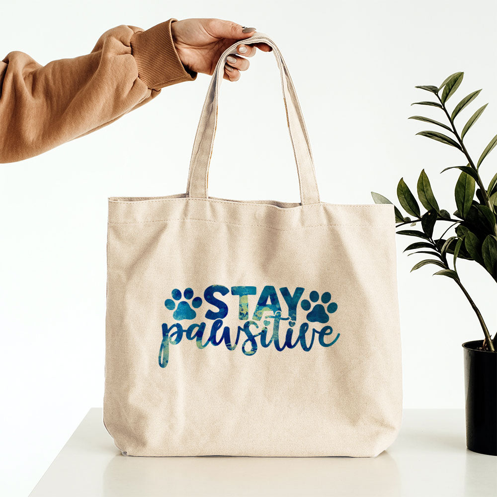 Stay Pawsitive With Galaxy Font Totes at $22.95 found at Personalizedpetlovergifts