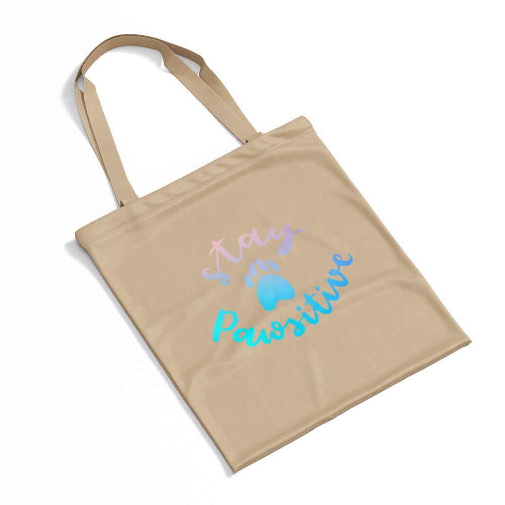 Stay Pawsitive With Paws With Blue Paint Font Totes at $22.95 found at Personalizedpetlovergifts