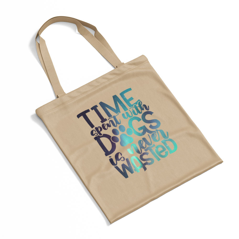 Time Spent WIth Dogs Is Never Wasted With Green Galaxy Font Totes at $22.95 found at Personalizedpetlovergifts