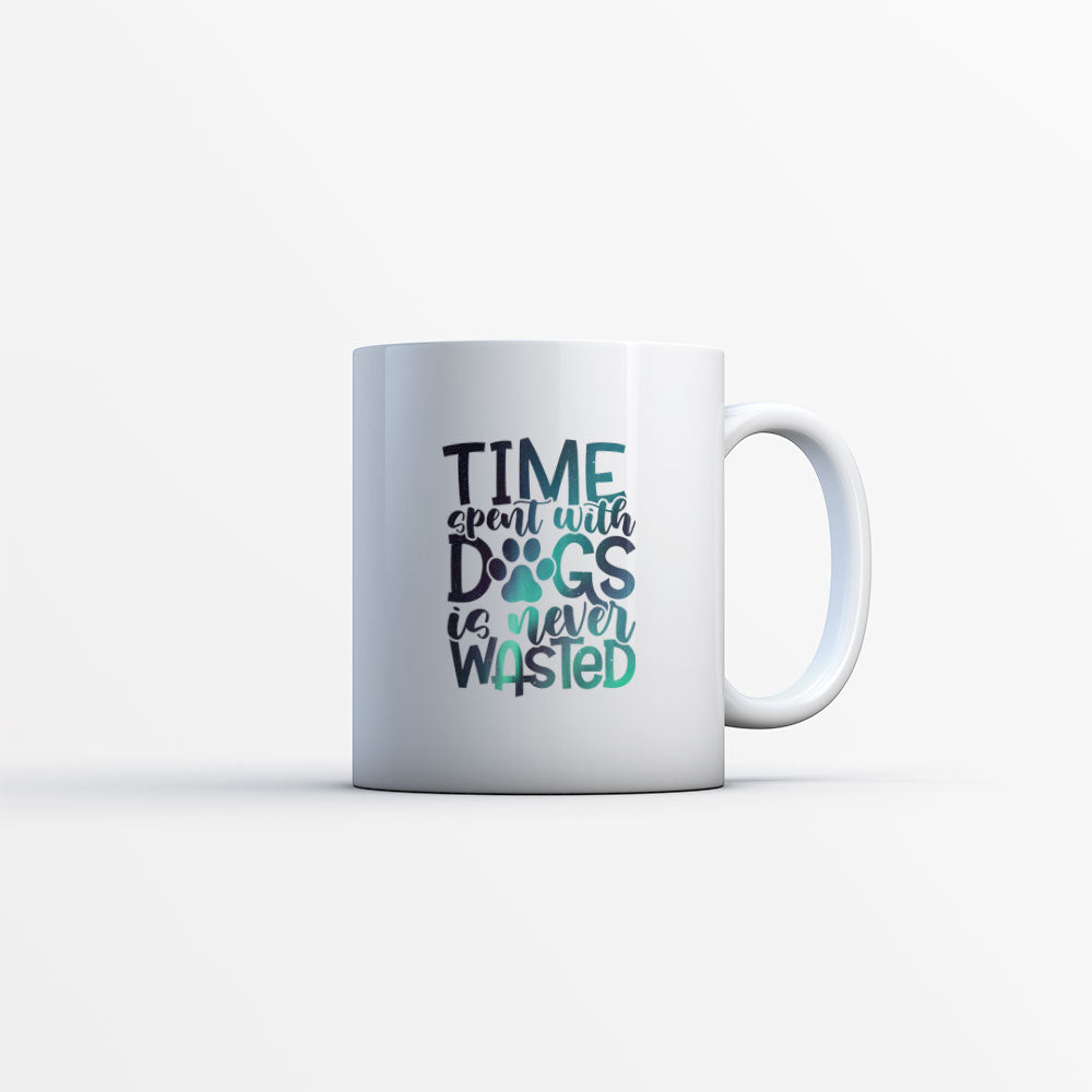 Time Spent WIth Dogs Is Never Wasted with Green Galaxy font Mugs at $13.95 found at Personalizedpetlovergifts