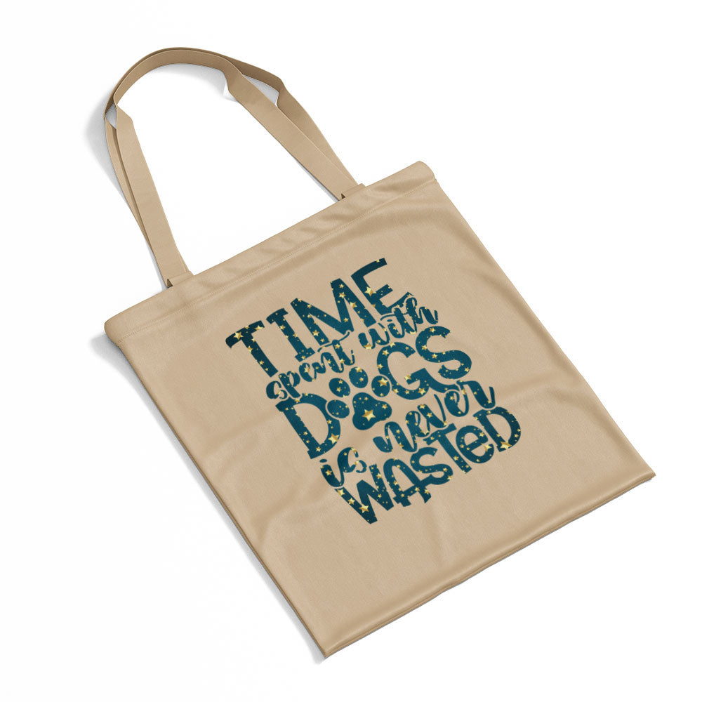 Time Spent WIth Dogs Is Never Wasted With Star Font Totes at $22.95 found at Personalizedpetlovergifts