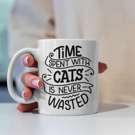 Time Spent With Cats Is Never Wasted Coffee Mug at $13.95 found at Personalizedpetlovergifts