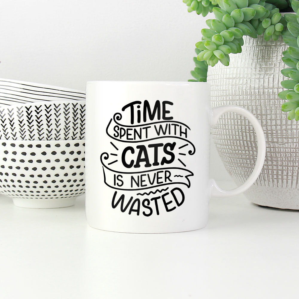 Time Spent With Cats Is Never Wasted Coffee Mug at $13.95 found at Personalizedpetlovergifts