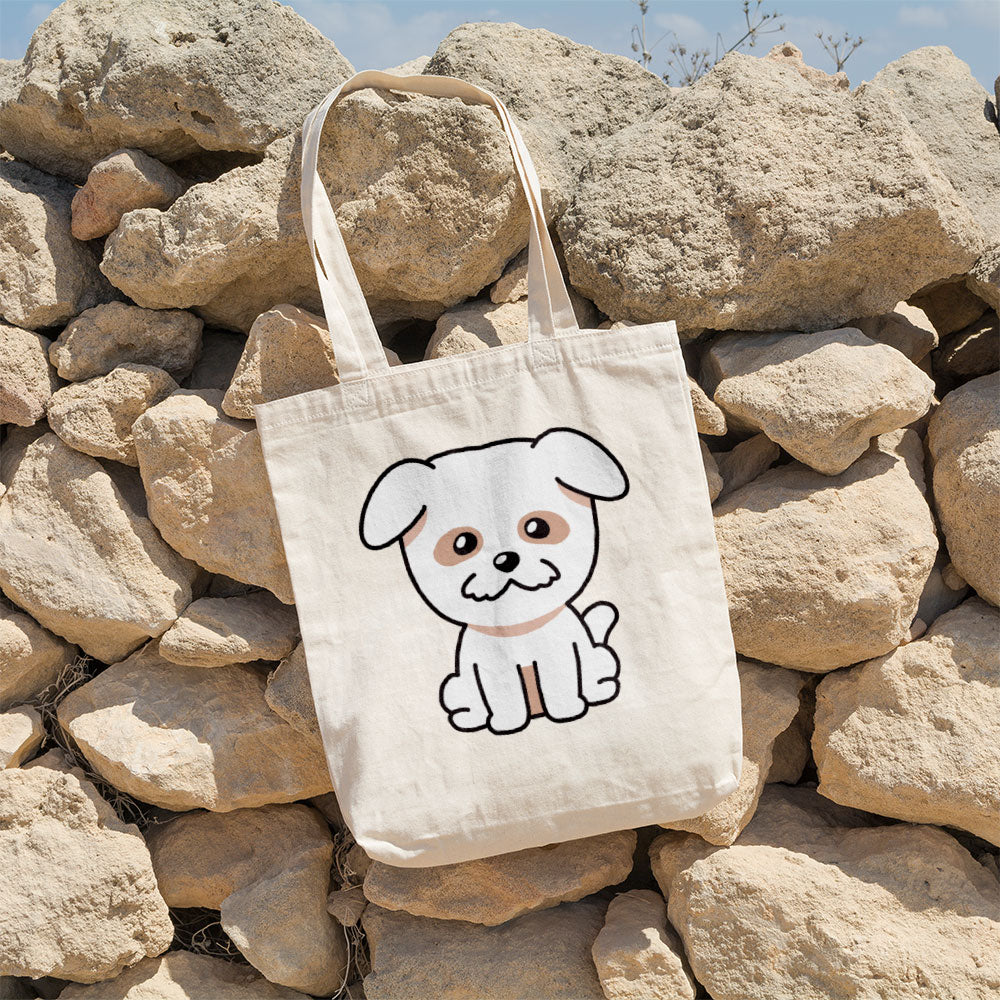 White Cartoon Puppy Totes at $22.95 found at Personalizedpetlovergifts