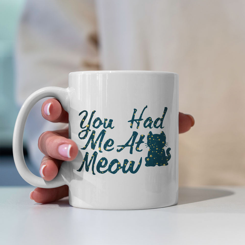 You Had Me At Meow With Kitten In Star Pattern Mug at $13.95 found at Personalizedpetlovergifts