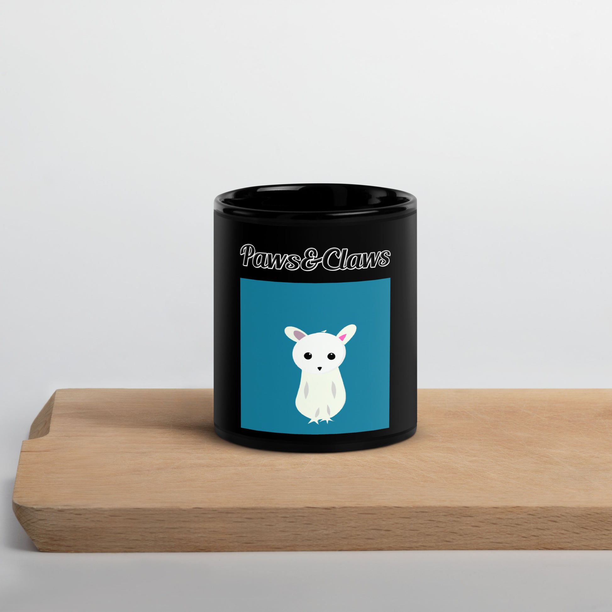 Black Glossy Mug with text White Creature with a text "Paws&Claws" at $17.99 found at Personalizedpetlovergifts