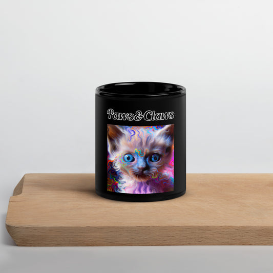 Black Glossy Mug with text Trippy Kitten with a text "Paws&Claws" at $17.99 found at Personalizedpetlovergifts