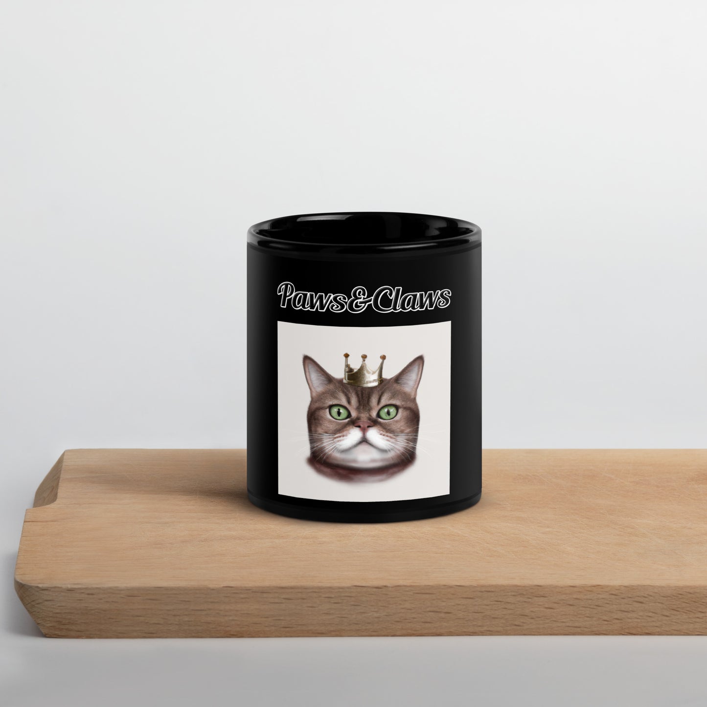 Black Glossy Mug with text Thick Cat With a Crown with a text "Paws&Claws" at $17.99 found at Personalizedpetlovergifts