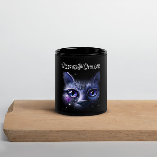 Black Glossy Mug with text Space Cat with a text "Paws&Claws" at $17.99 found at Personalizedpetlovergifts