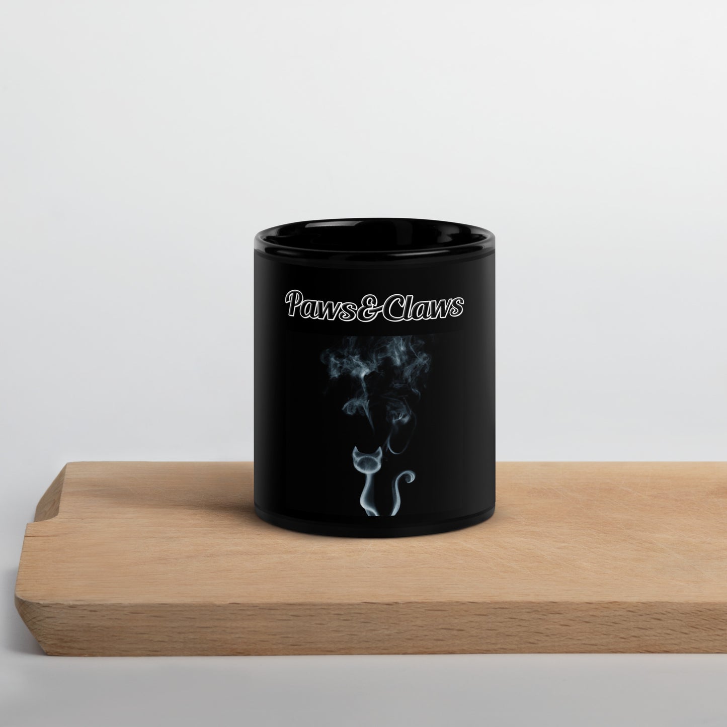 Black Glossy Mug with text Smoky Cat with a text "Paws&Claws" at $17.99 found at Personalizedpetlovergifts