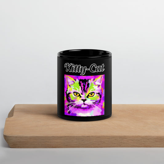 Black Glossy Mug with text Trippy Cat with a text "Kitty-Cat" at $17.99 found at Personalizedpetlovergifts