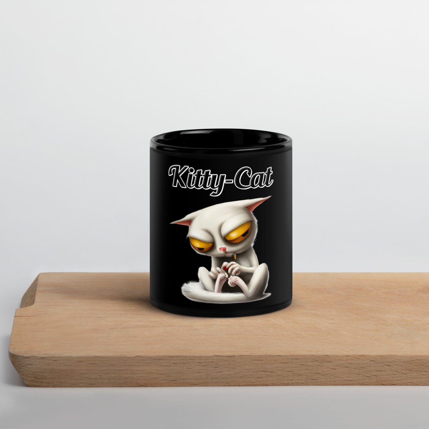 Black Glossy Mug with text Strange Alien Cat with a text "Kitty-Cat" at $17.99 found at Personalizedpetlovergifts