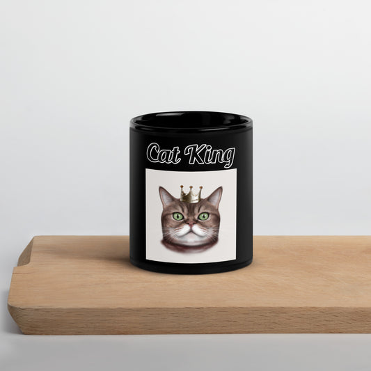 Black Glossy Mug with text Thick Cat With a Crown with a text "Cat King" at $17.99 found at Personalizedpetlovergifts