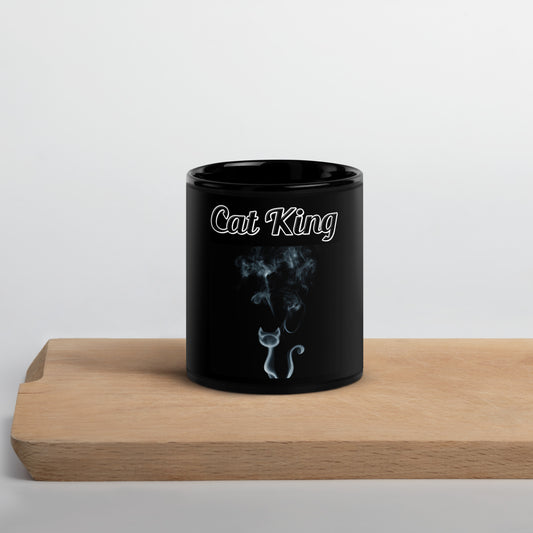 Black Glossy Mug with text Smoky Cat with a text "Cat King" at $17.99 found at Personalizedpetlovergifts