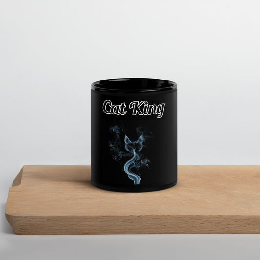 Black Glossy Mug with text Smoke Shaped like A Cat with a text "Cat King" at $17.99 found at Personalizedpetlovergifts