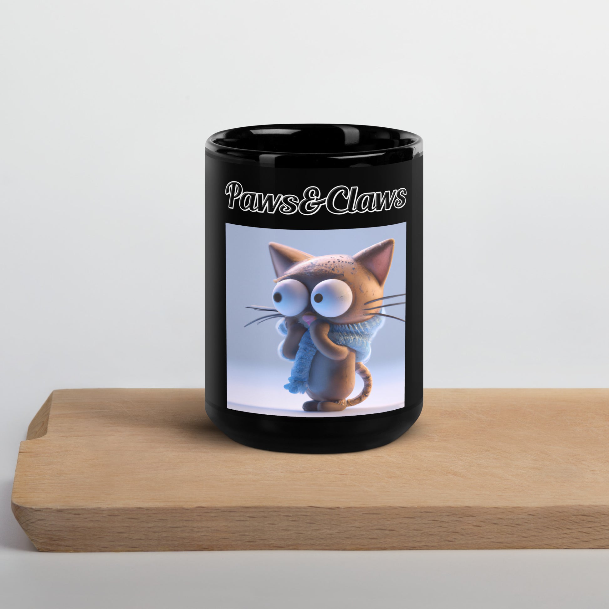 Black Glossy Mug with text Surprised Kitten with a text "Paws&Claws" at $17.99 found at Personalizedpetlovergifts