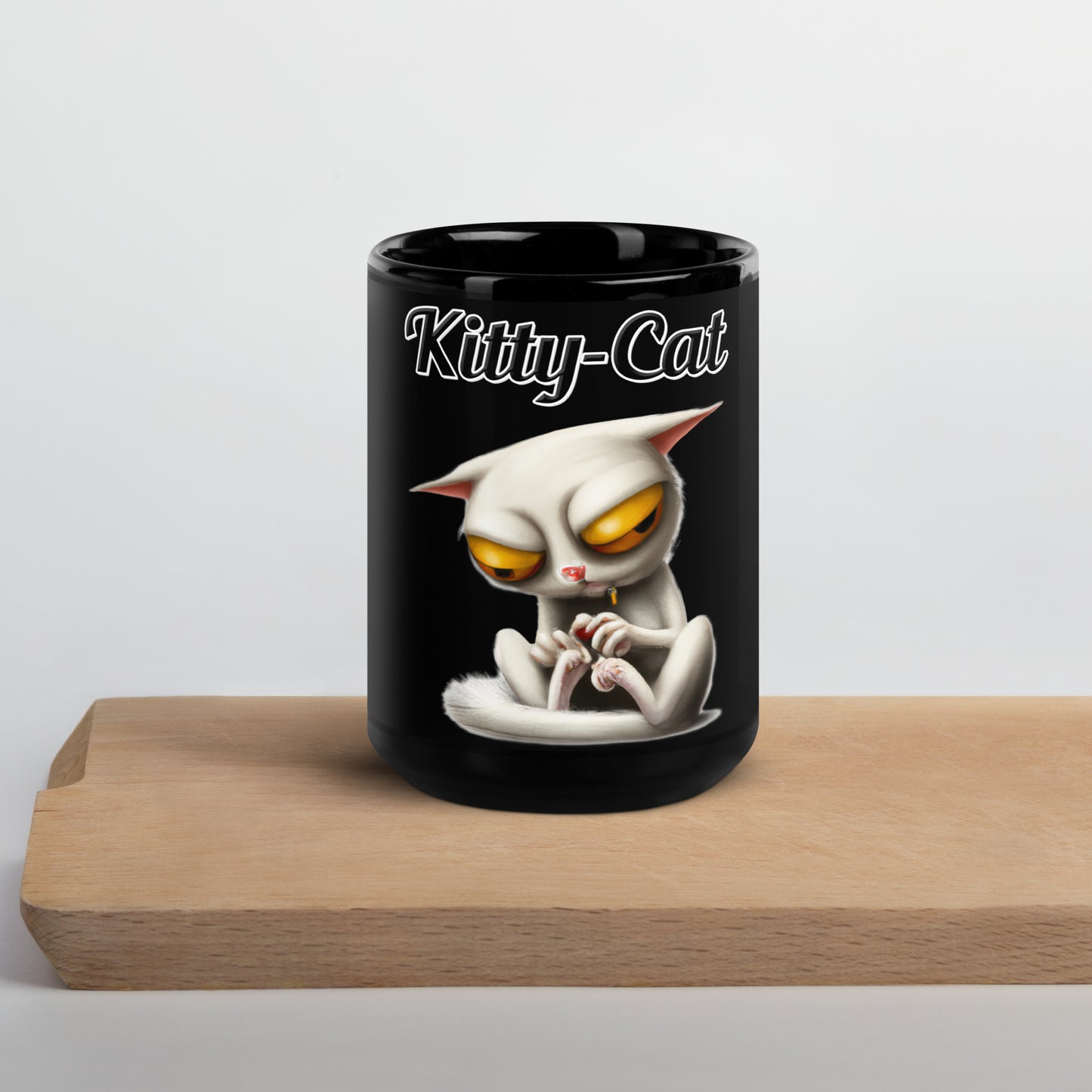 Black Glossy Mug with text Strange Alien Cat with a text "Kitty-Cat" at $17.99 found at Personalizedpetlovergifts