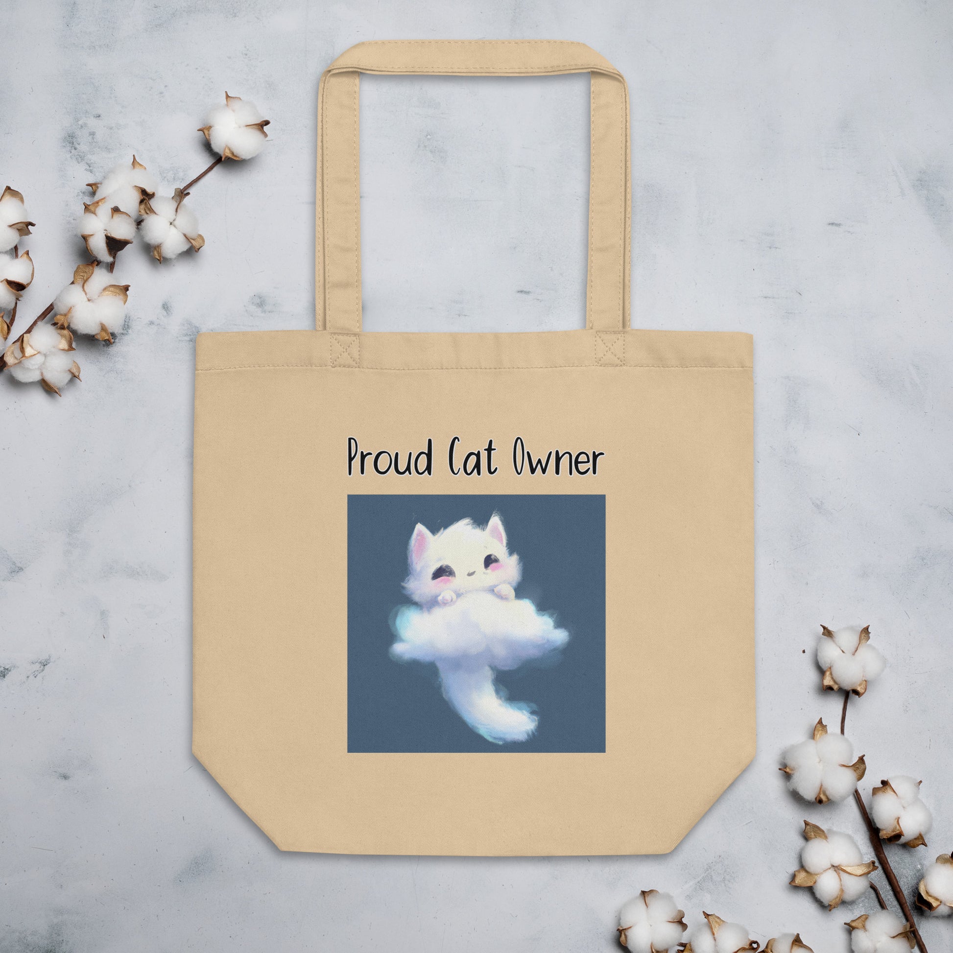 Eco Tote Bag with Kitten Shaped Cloud with text "Proud Cat Owner" at $26.97 found at Personalizedpetlovergifts