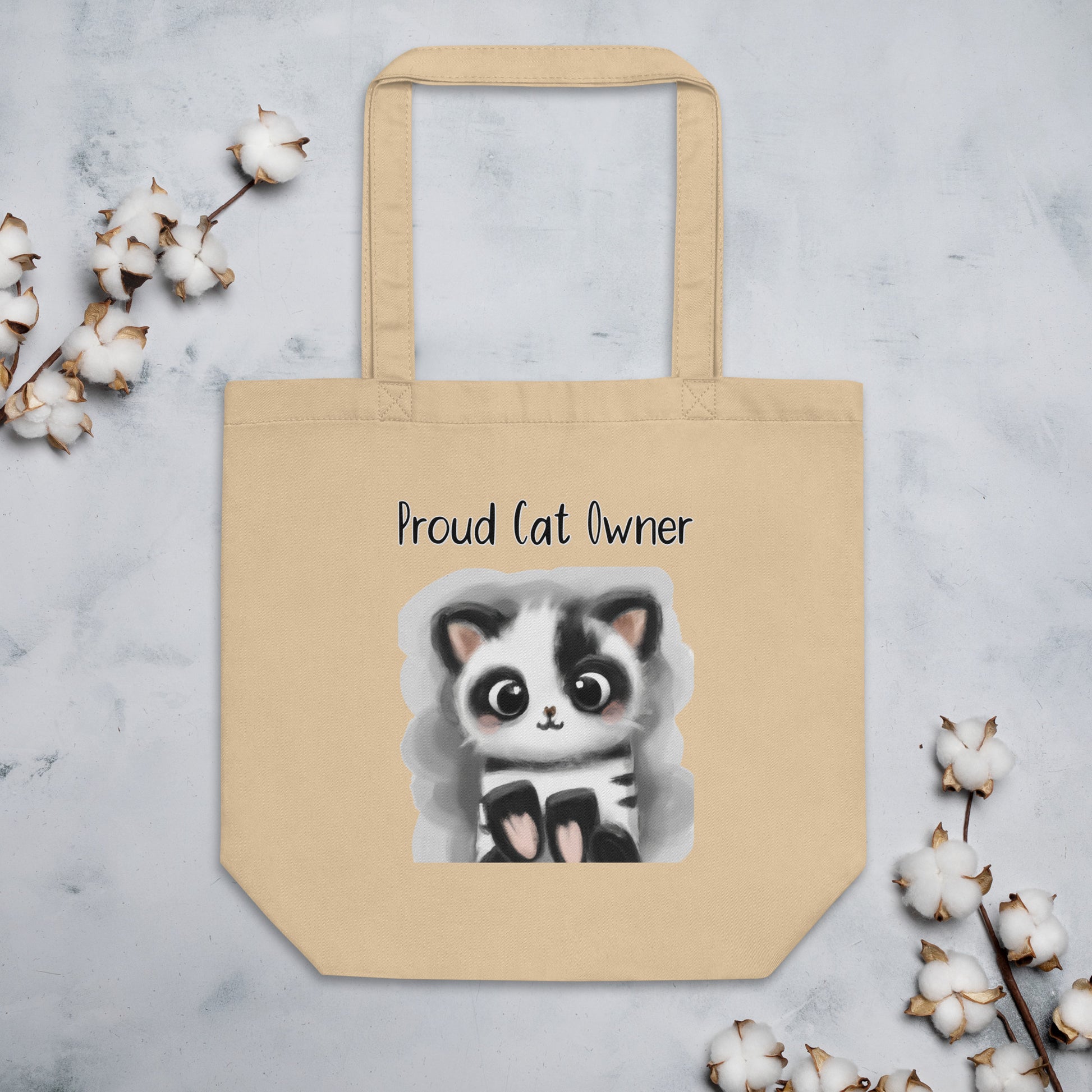 Eco Tote Bag with Kitten Panda with text "Proud Cat Owner" at $26.97 found at Personalizedpetlovergifts