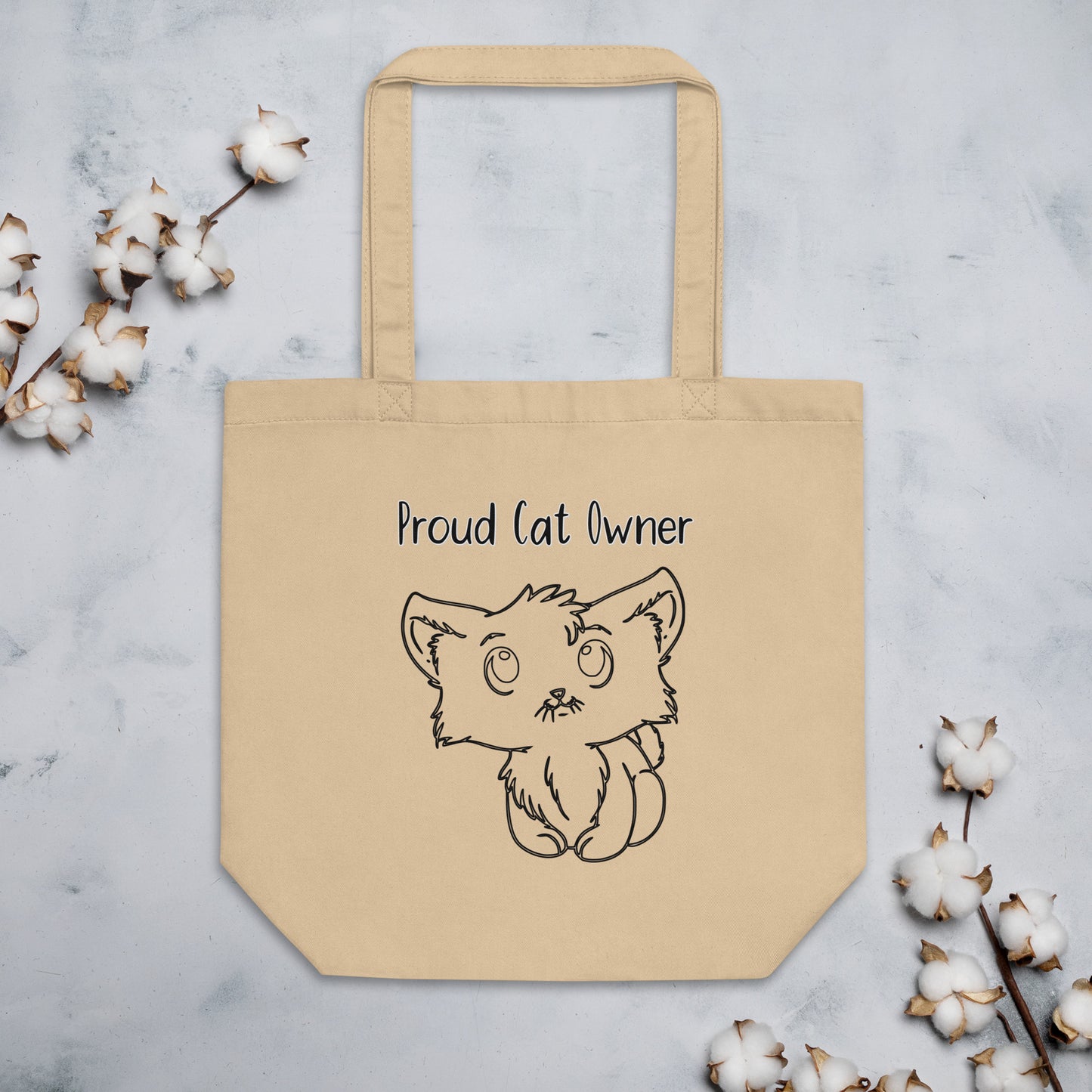 Eco Tote Bag with Kitten Line Art with text "Proud Cat Owner" at $26.97 found at Personalizedpetlovergifts