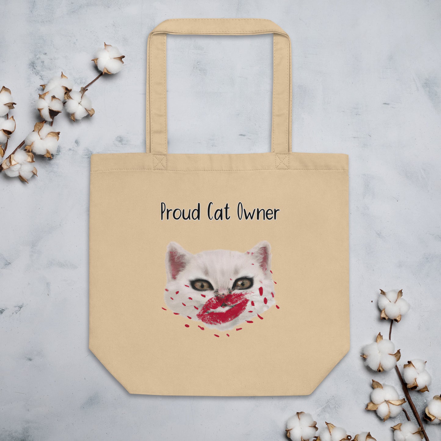 Eco Tote Bag with Kitten Kisses with text "Proud Cat Owner" at $26.97 found at Personalizedpetlovergifts