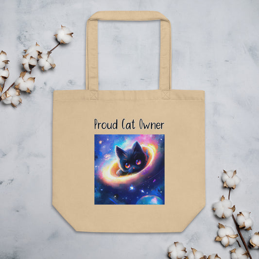 Eco Tote Bag with Kitten Inside A Galaxy with text "Proud Cat Owner" at $26.97 found at Personalizedpetlovergifts