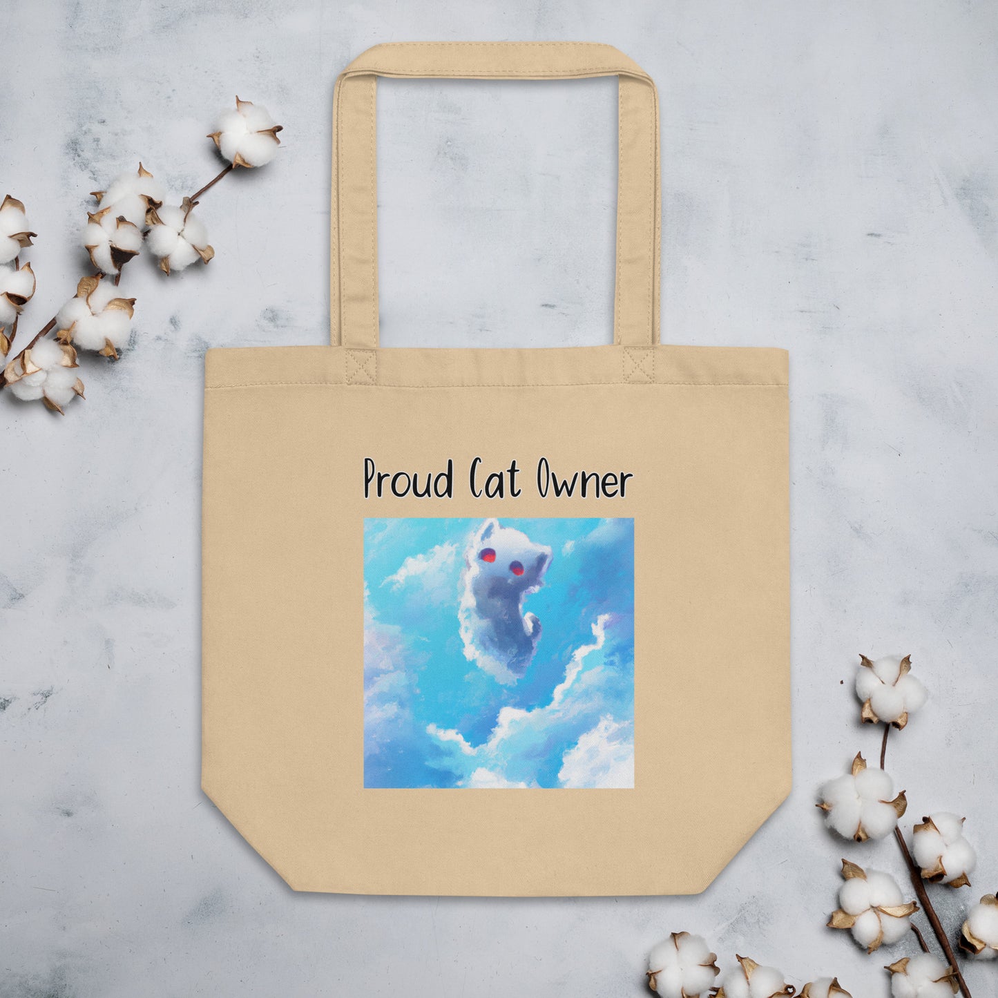 Eco Tote Bag with Kitten In the Sky with text "Proud Cat Owner" at $26.97 found at Personalizedpetlovergifts