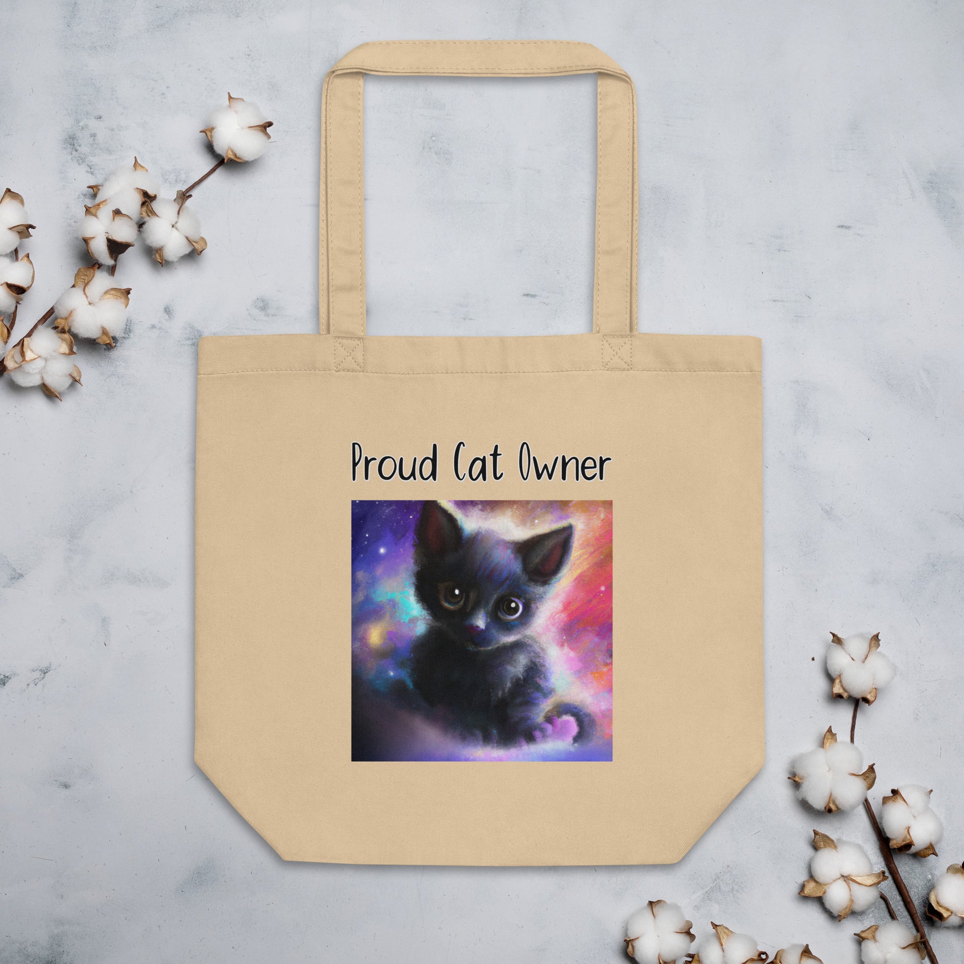 Eco Tote Bag with Kitten In The Galaxy with text "Proud Cat Owner" at $26.97 found at Personalizedpetlovergifts