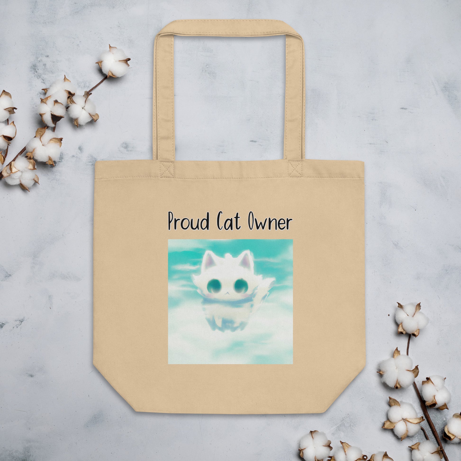 Eco Tote Bag with Kitten In The Clouds with text "Proud Cat Owner" at $26.97 found at Personalizedpetlovergifts