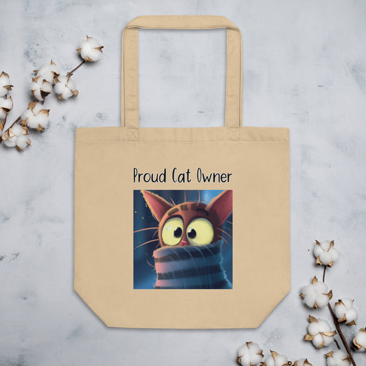 Eco Tote Bag with Kitten In A Turtleneck with text "Proud Cat Owner" at $26.97 found at Personalizedpetlovergifts