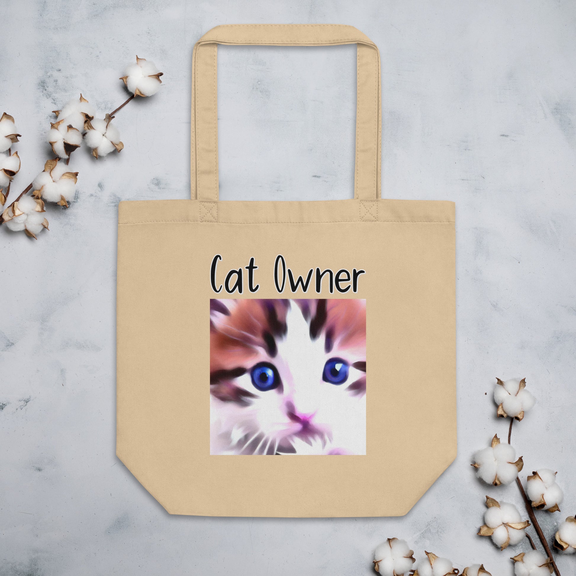 Eco Tote Bag with Kitten With Blue Eyes with text "Cat Owner" at $26.97 found at Personalizedpetlovergifts