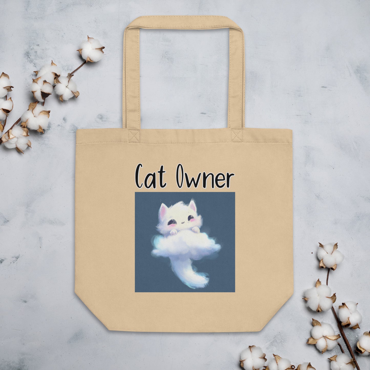 Eco Tote Bag with Kitten Shaped Cloud with text "Cat Owner" at $26.97 found at Personalizedpetlovergifts