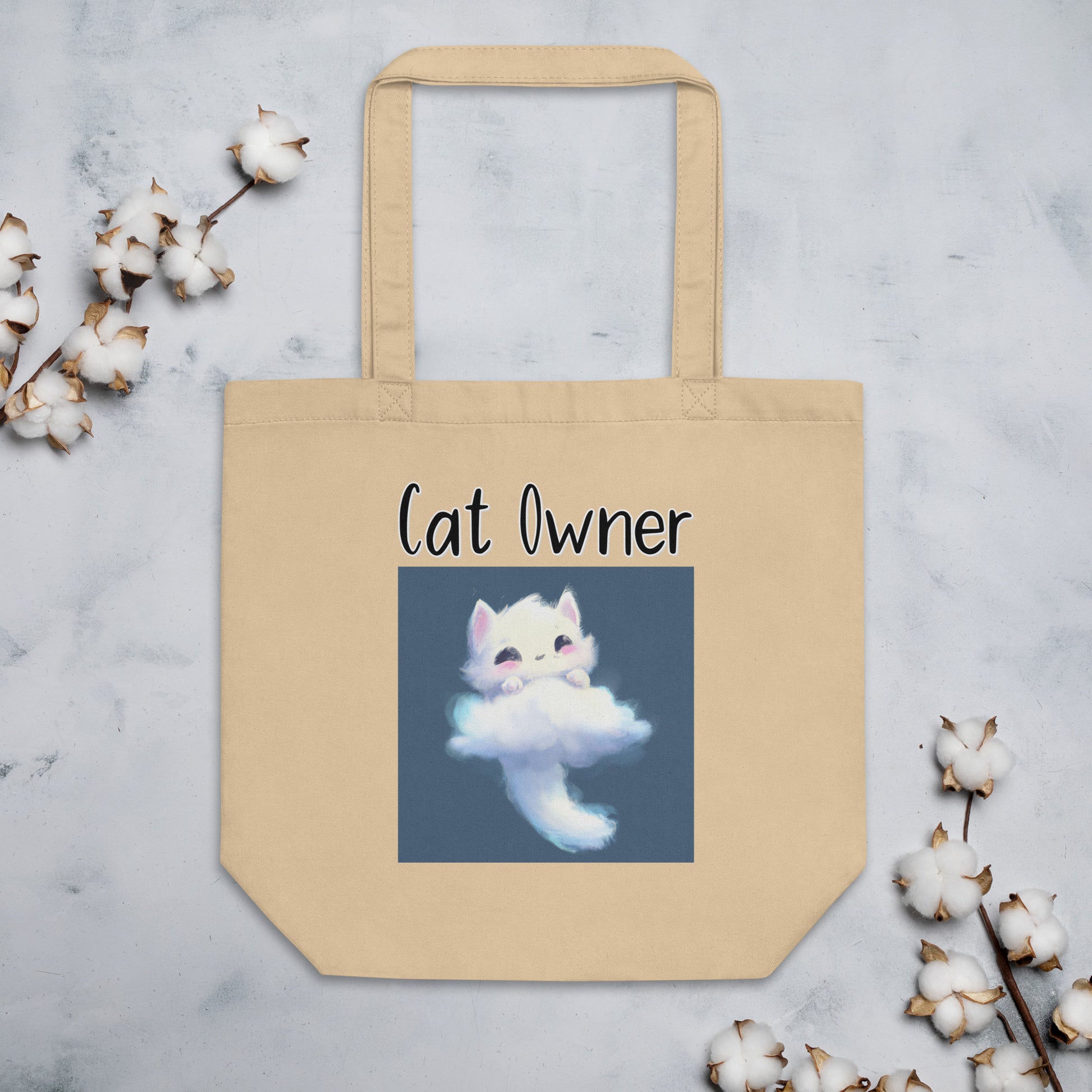 Eco Tote Bag with Kitten Shaped Cloud with text "Cat Owner" at $26.97 found at Personalizedpetlovergifts