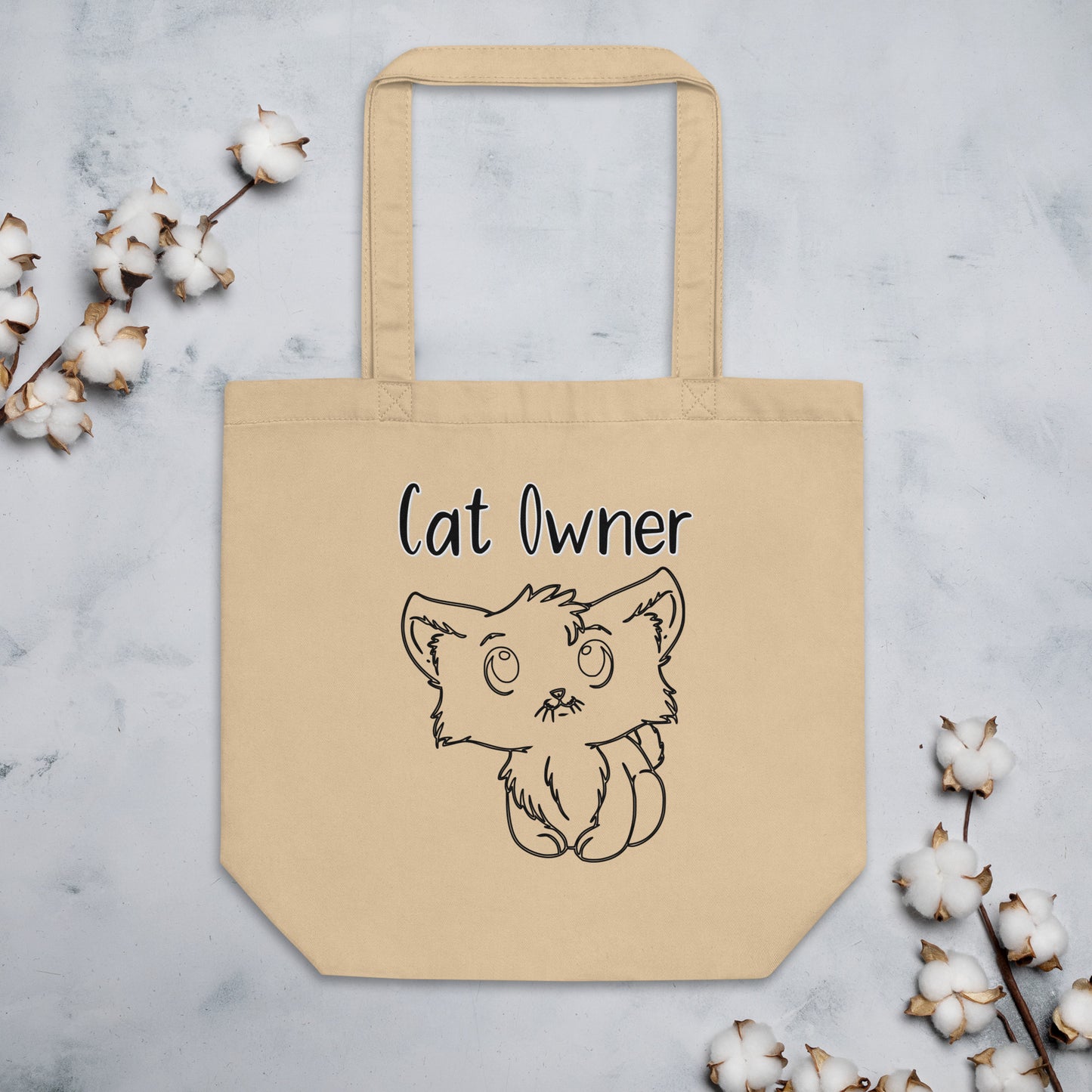 Eco Tote Bag with Kitten Line Art with text "Cat Owner" at $26.97 found at Personalizedpetlovergifts