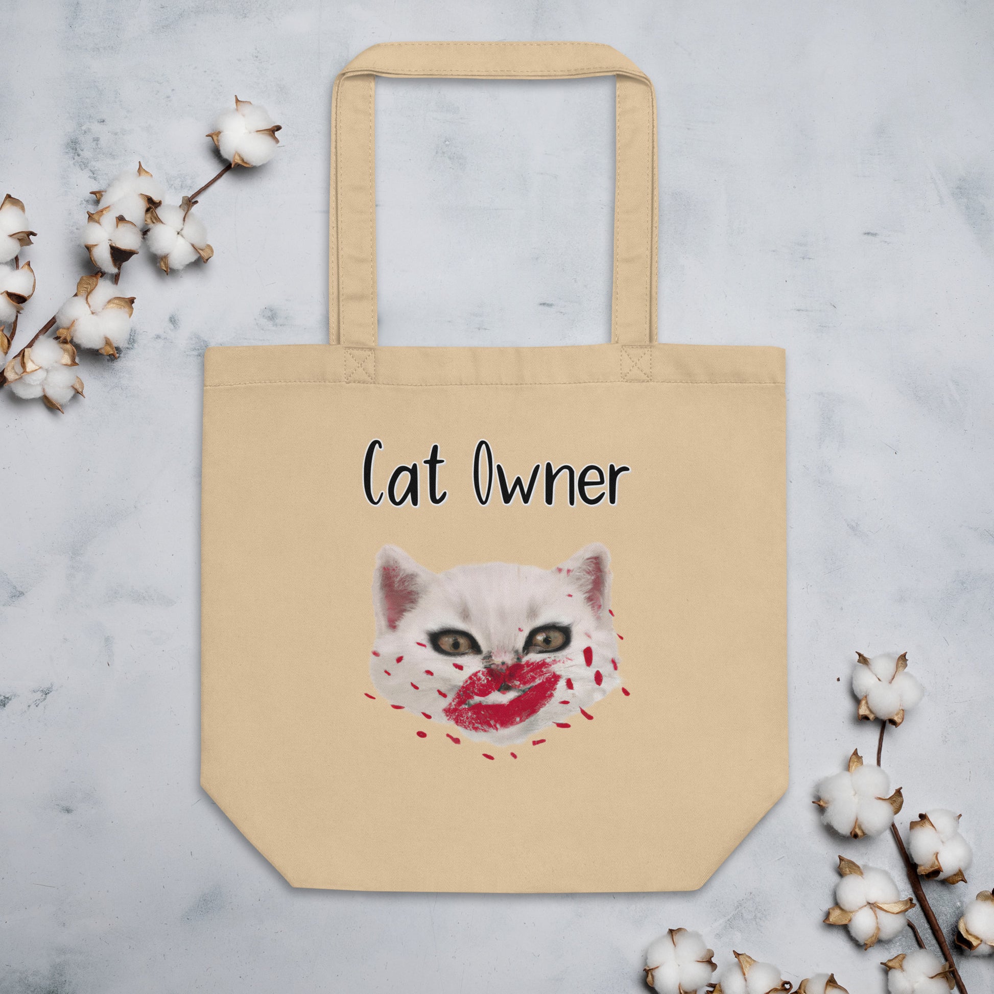 Eco Tote Bag with Kitten Kisses with text "Cat Owner" at $26.97 found at Personalizedpetlovergifts