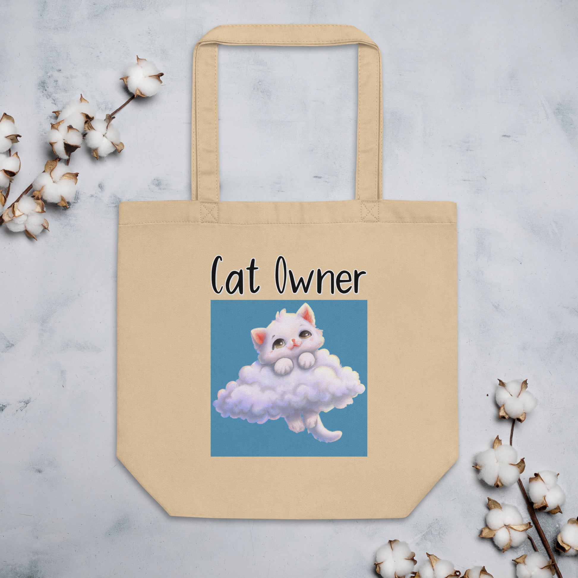 Eco Tote Bag with KItten In Clouds with text "Cat Owner" at $26.97 found at Personalizedpetlovergifts