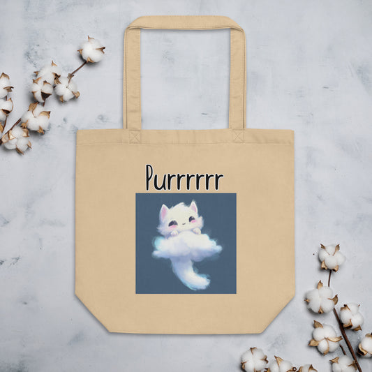 Eco Tote Bag with Kitten Shaped Cloud with text "Purrrrrr" at $26.97 found at Personalizedpetlovergifts